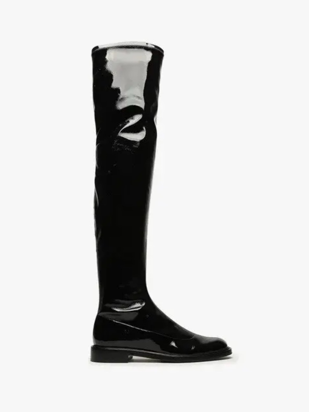 Schutz Black Patent Over-the-Knee Flat Boot - Women